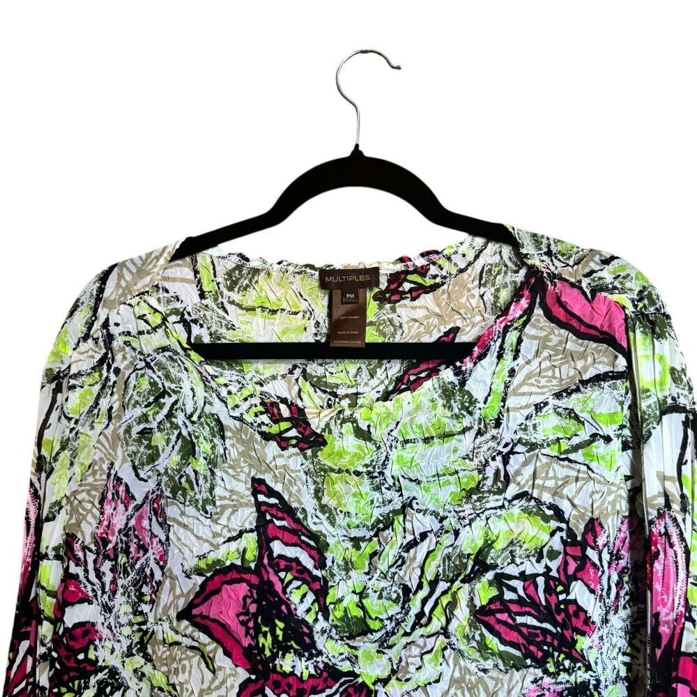 Multiples Tunic Top Petite Medium Multicolor Crin… - image 2